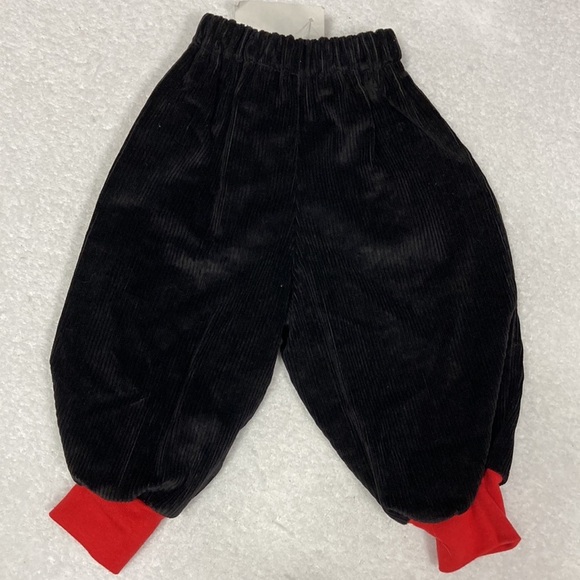 Vintage nwt black corduroy bubble pants 12/18m embroidered red flowers - Picture 3 of 8